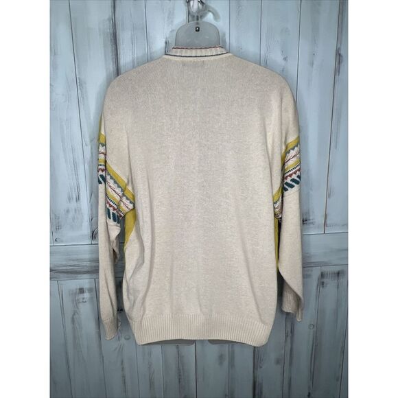 VINTAGE RAFFI LINEA UOMO EMBROIDERED COLORFUL GRANDPA CARDIGAN POCKET SWEATER XL - Picture 8 of 15